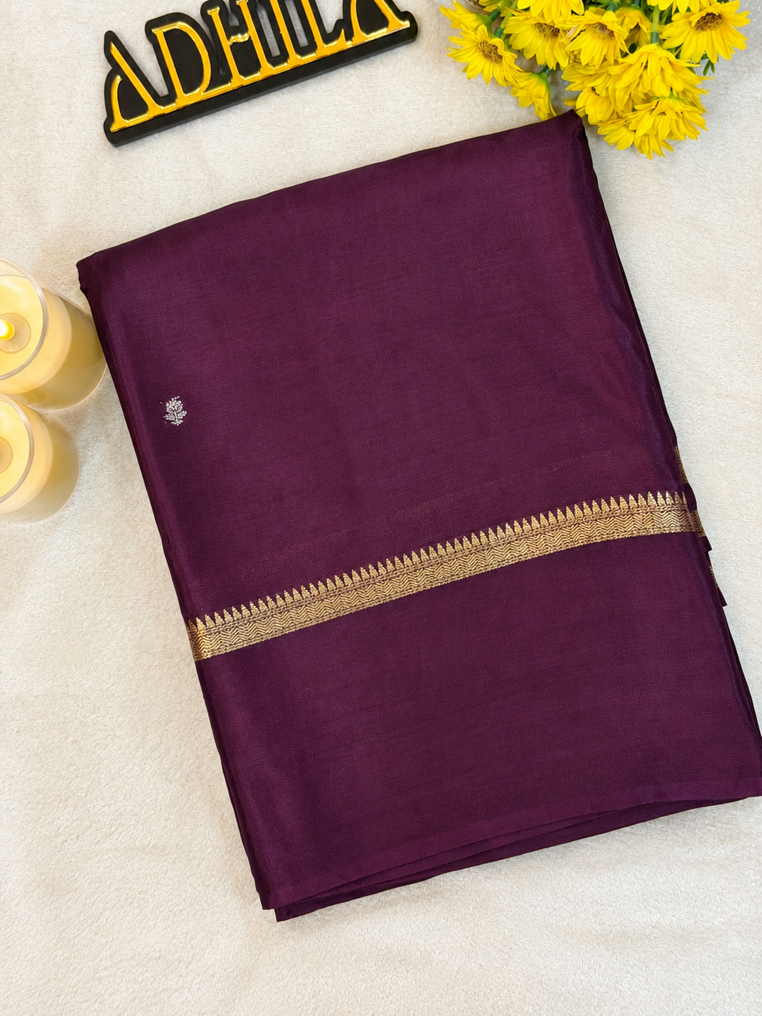 Viscose Crape Butta Saree – Wine