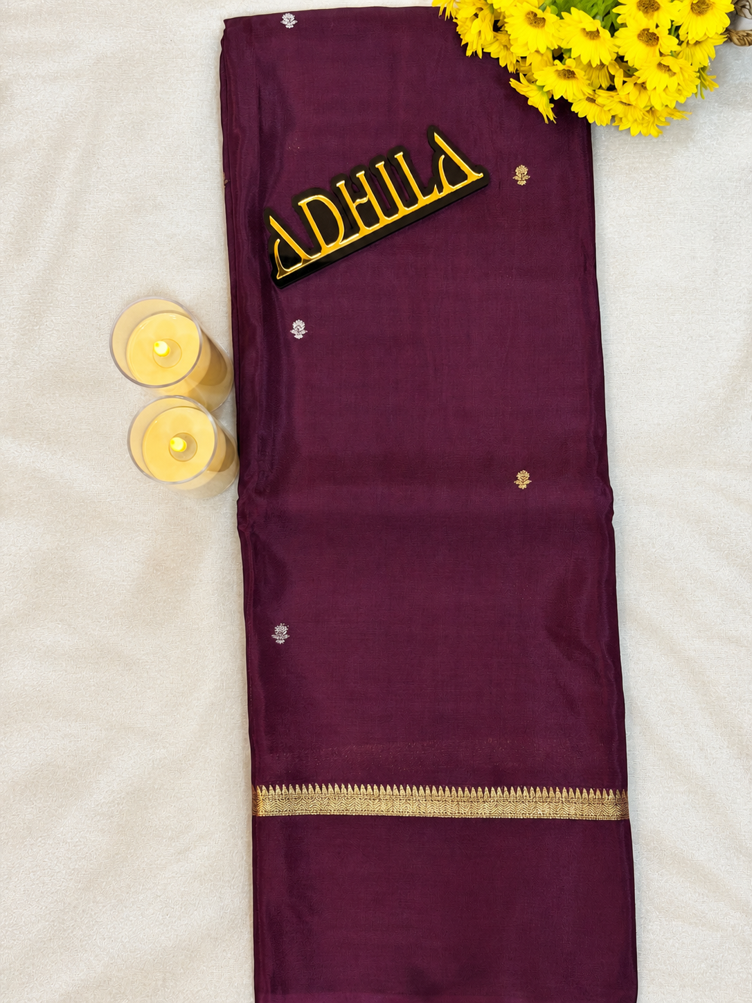 Viscose Crape Butta Saree – Wine