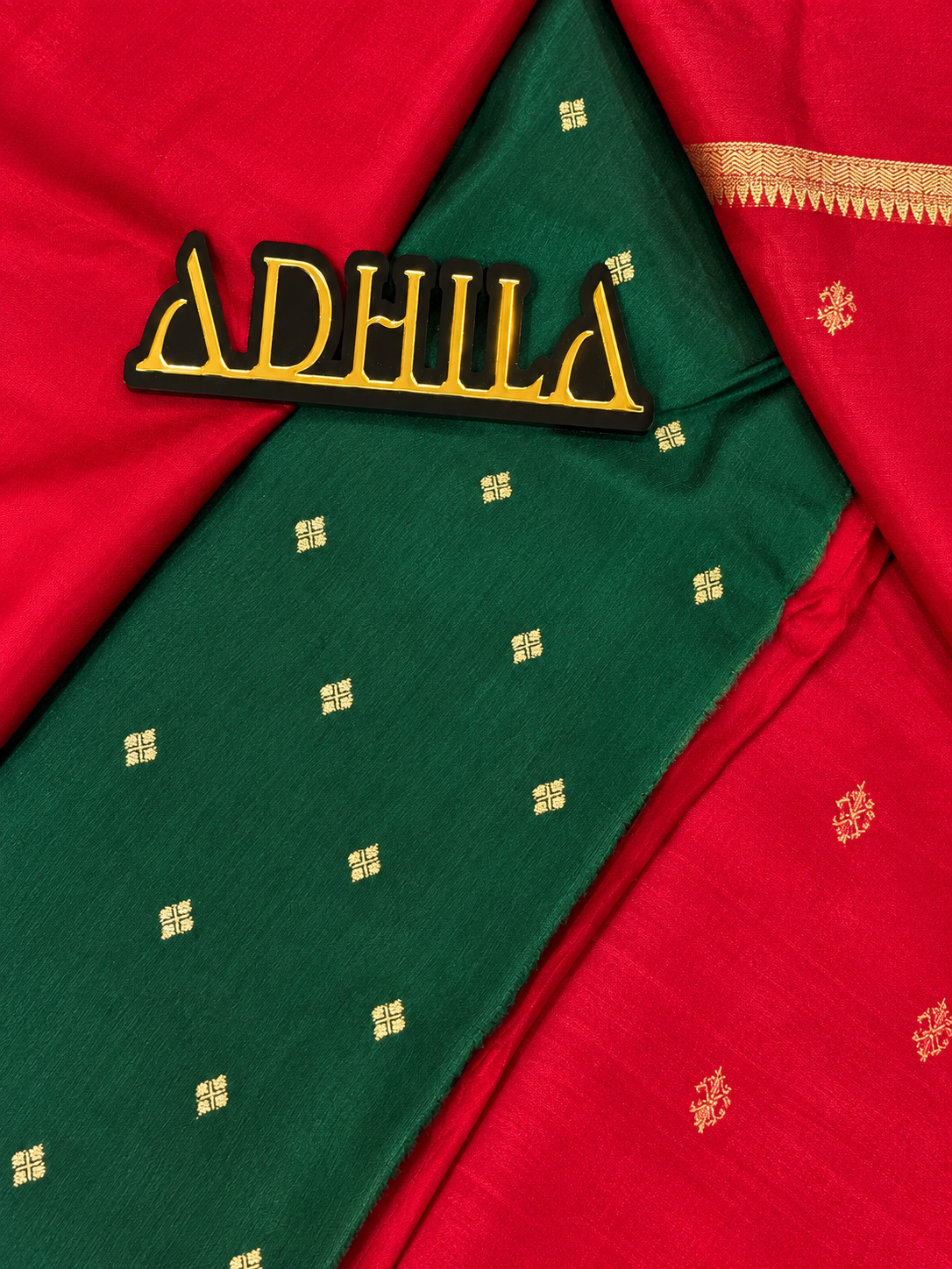 Viscose Crape Butta Saree – Ruby Red