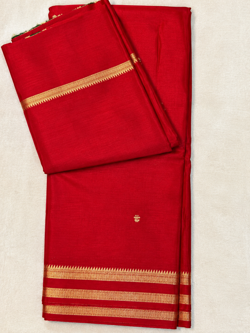 Viscose Crape Butta Saree – Ruby Red