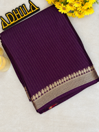 Viscose Cherry Silk Saree Deep Purple – folded view