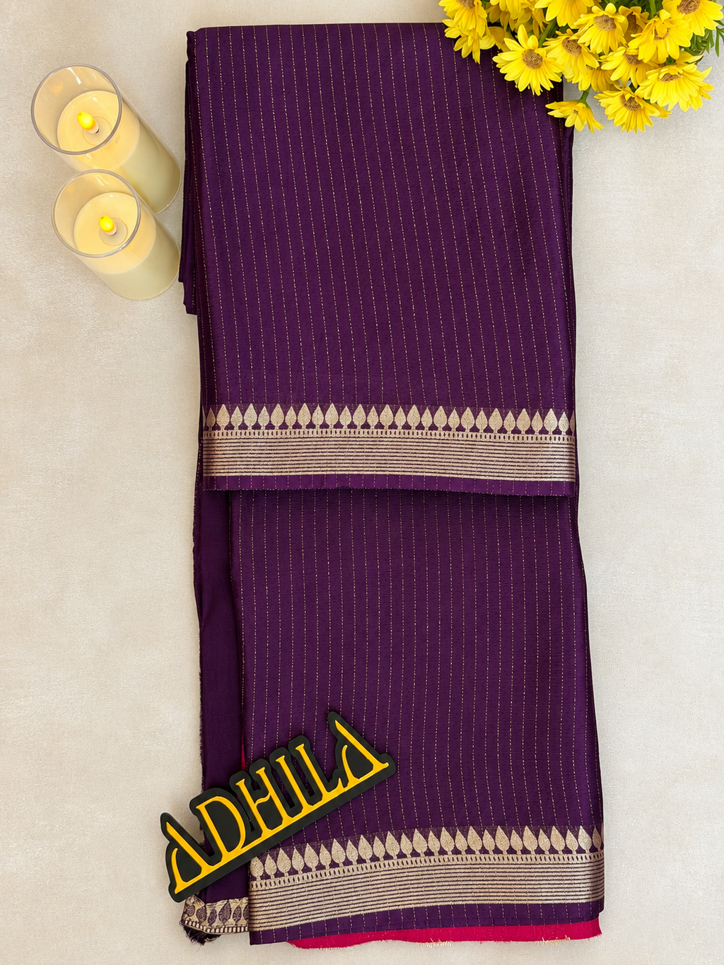 Viscose Cherry Silk Saree Deep Purple – border detail
