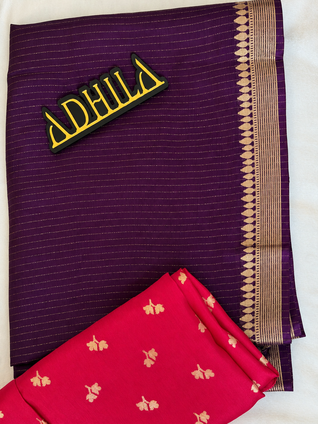 Viscose Cherry Silk Saree Deep Purple – with magenta blouse