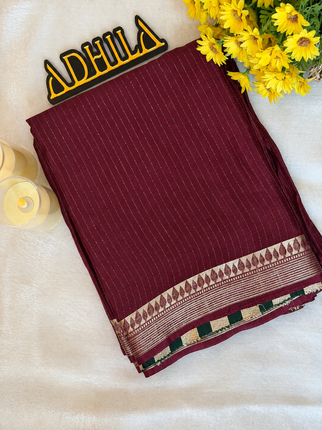Viscose Cherry Silk Saree Rich Plum – front view