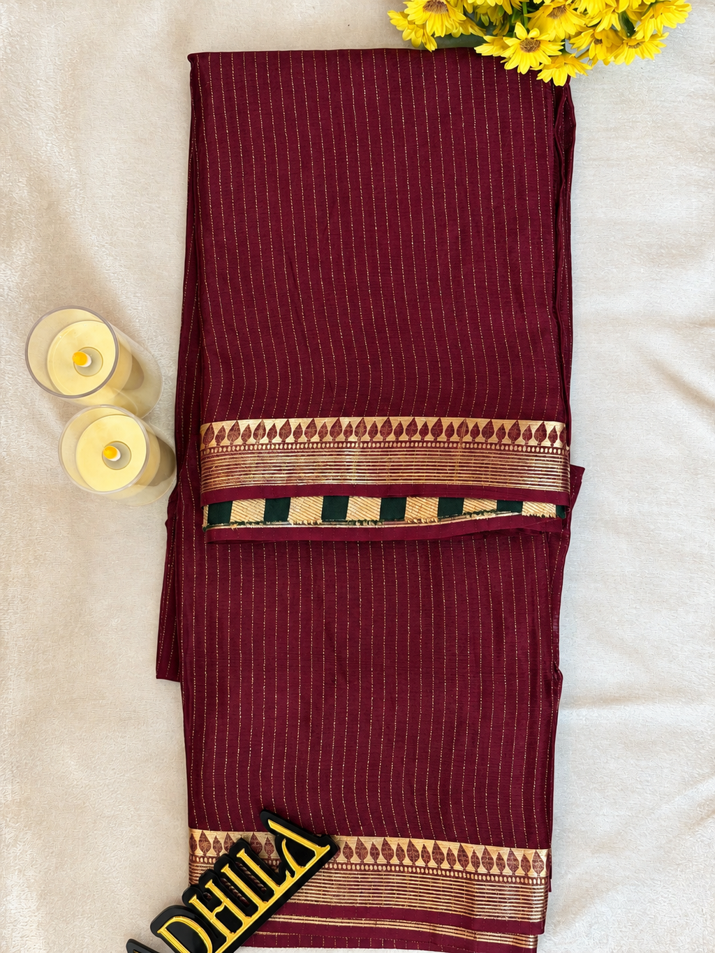 Viscose Cherry Silk Saree Rich Plum – border detail