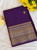 Viscose Mangalgiri Saree Royal Purple – folded view showing zari check body and woven border