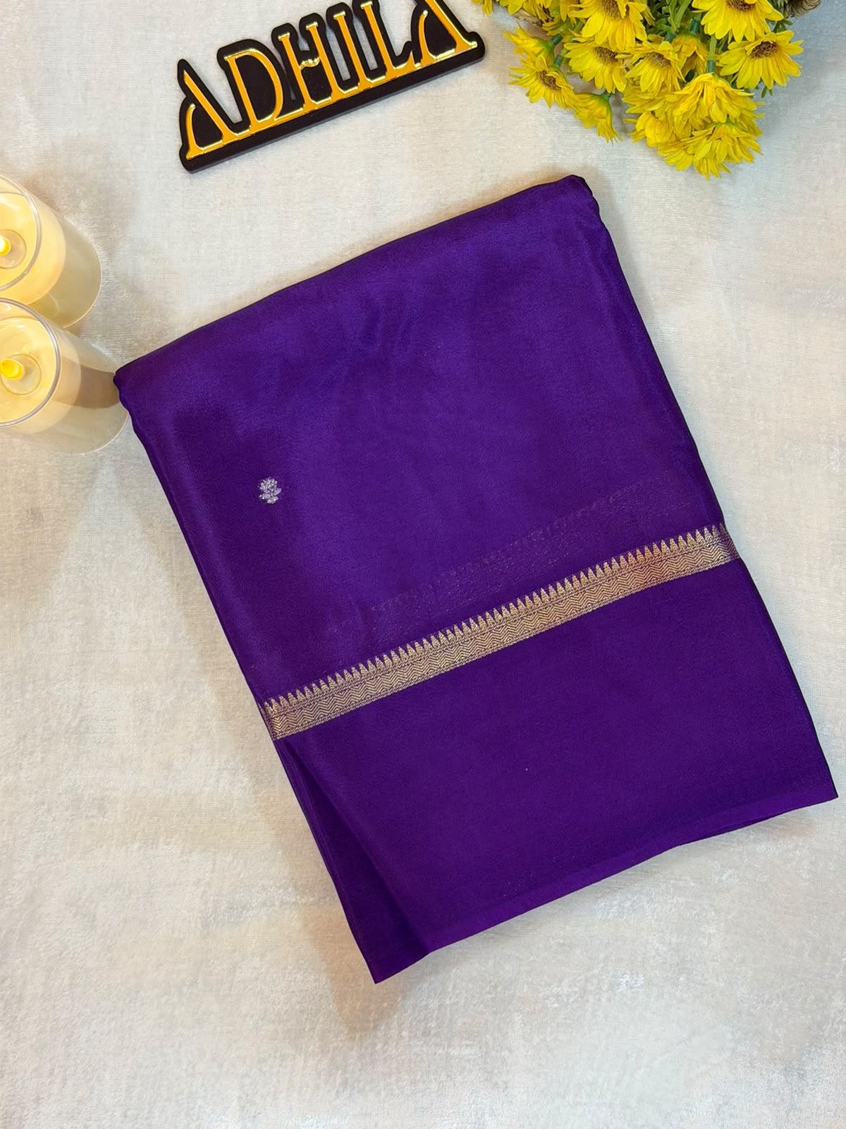 Viscose Crape Butta Saree – Purple